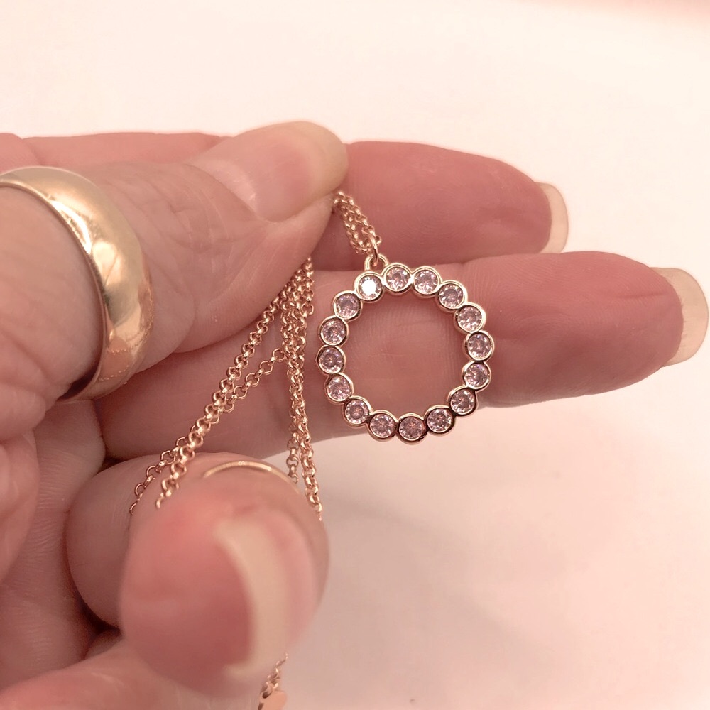 Kate Spade Rose-Gold & Lilac Crystal Circle Pendant Necklace